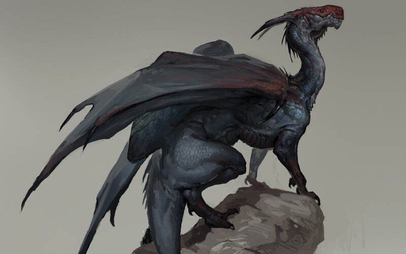 dragon on a rock