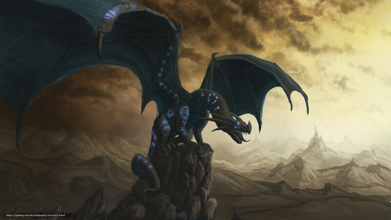 Dragon on a Rock — Blue, Dramatic