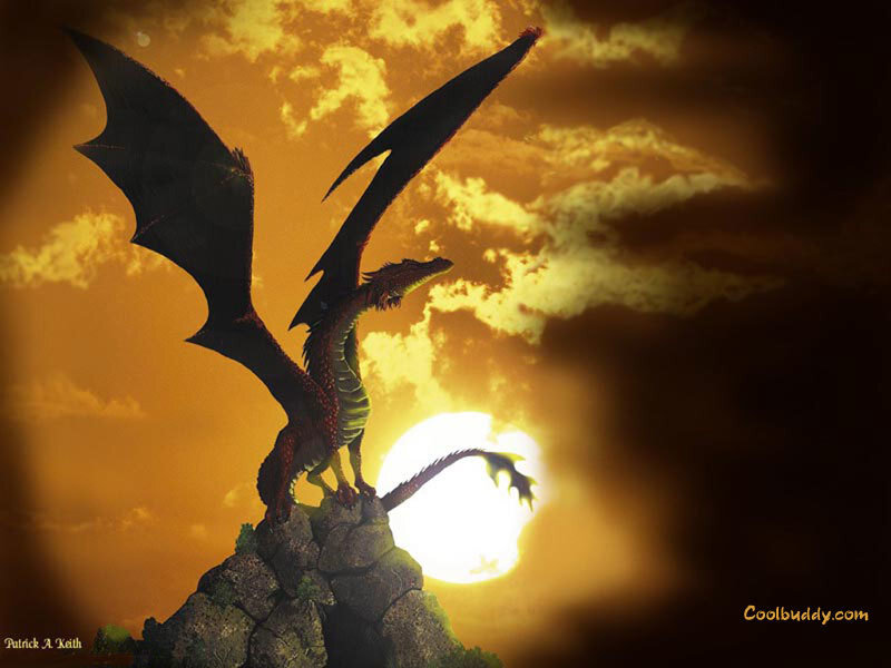Dragon on a Rock — Orange, Dramatic