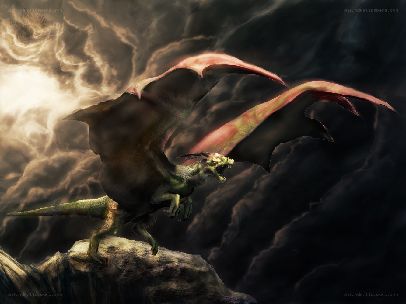 dragon on a rocky cliff