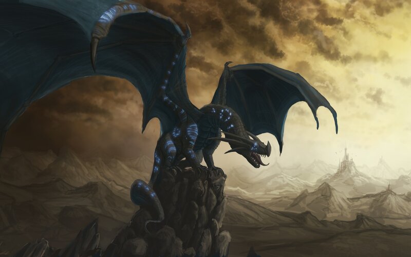 dragon on a rocky peak