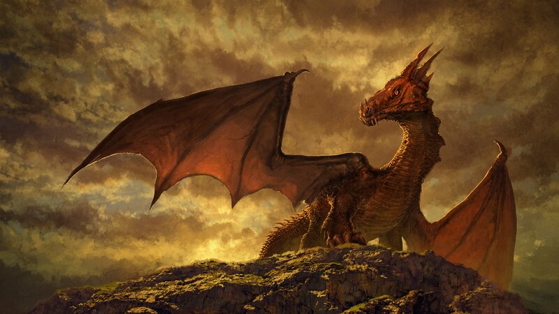 Dragon on a Rocky Peak — Brown