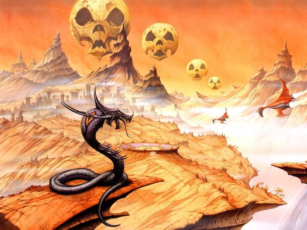 Dragon on a skull world