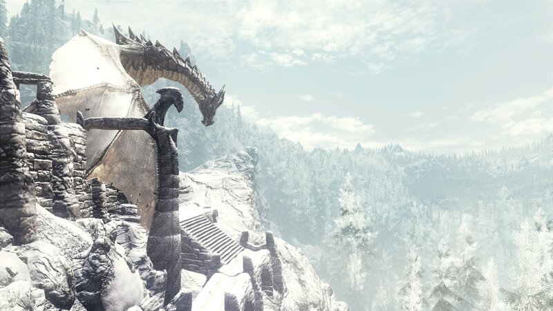 Dragon on a snowy cliff
