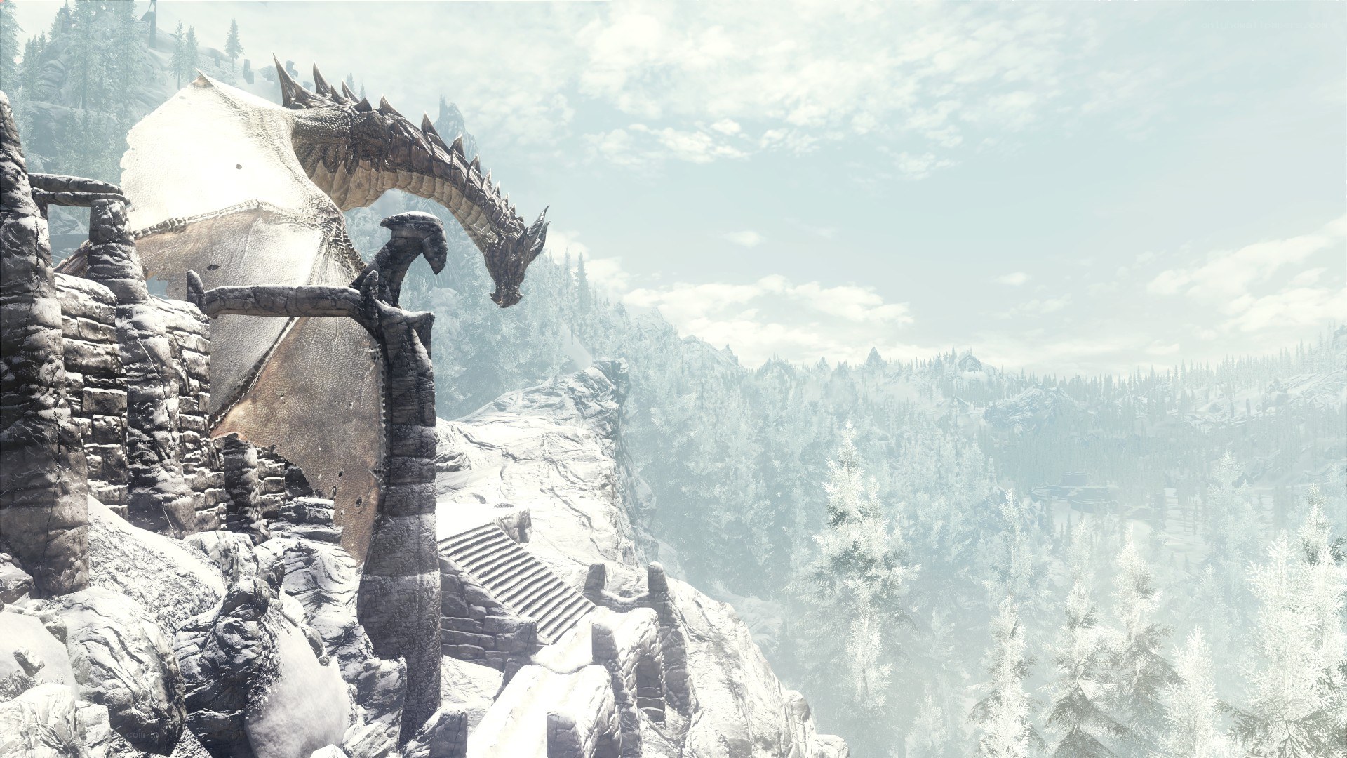 Dragon on a snowy cliff