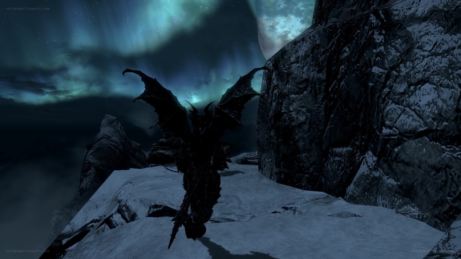 dragon on a snowy cliff