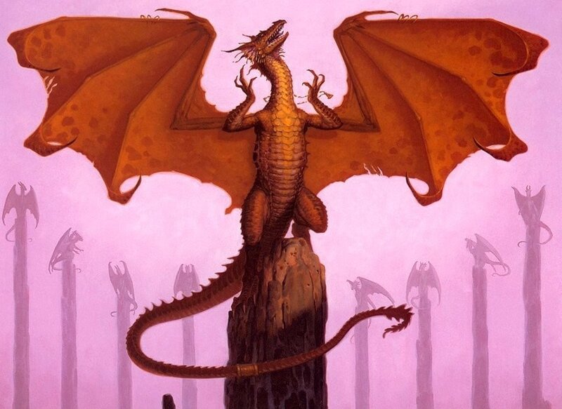 dragon on a stone pillar