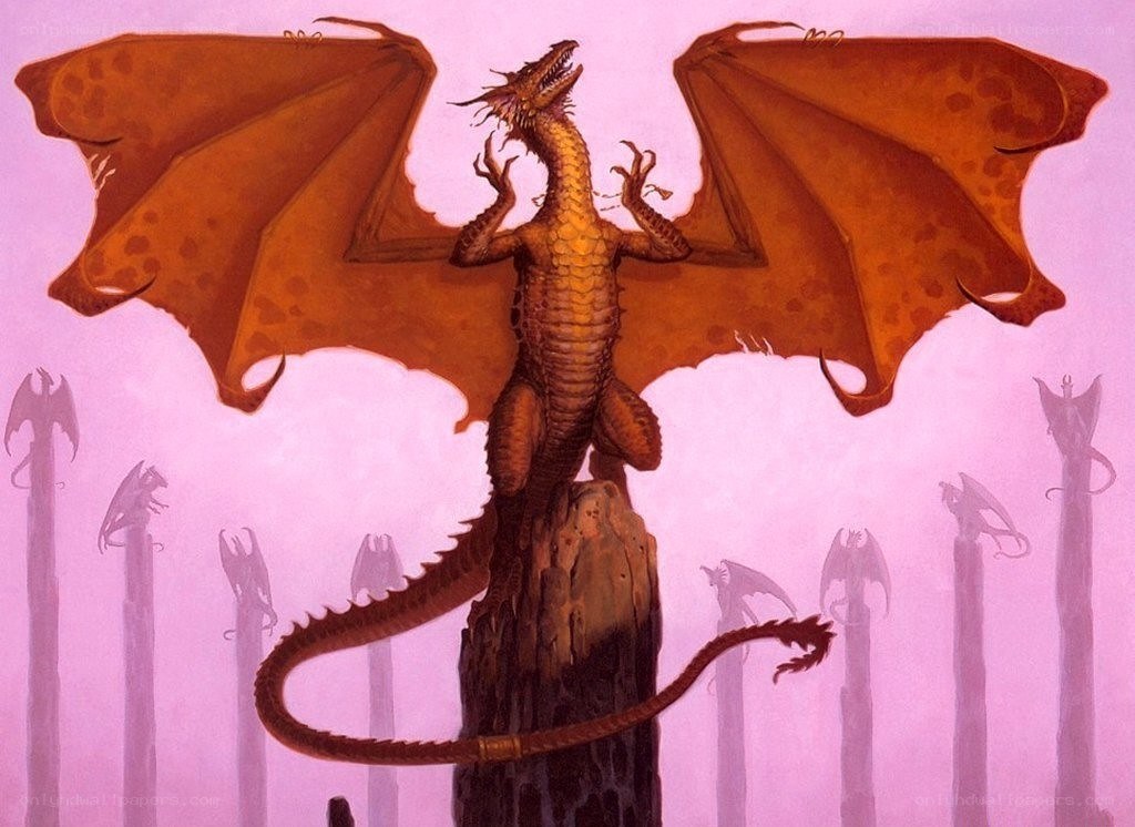 dragon on a stone pillar