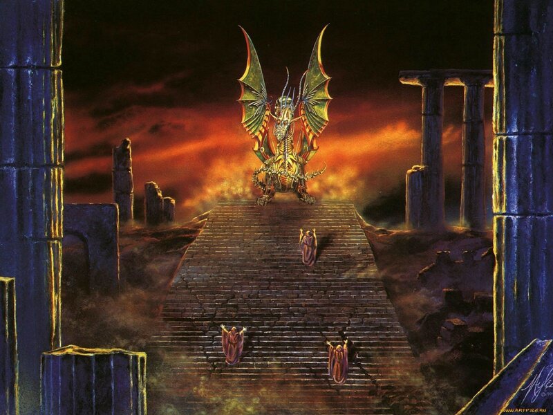Dragon on a stone staircase