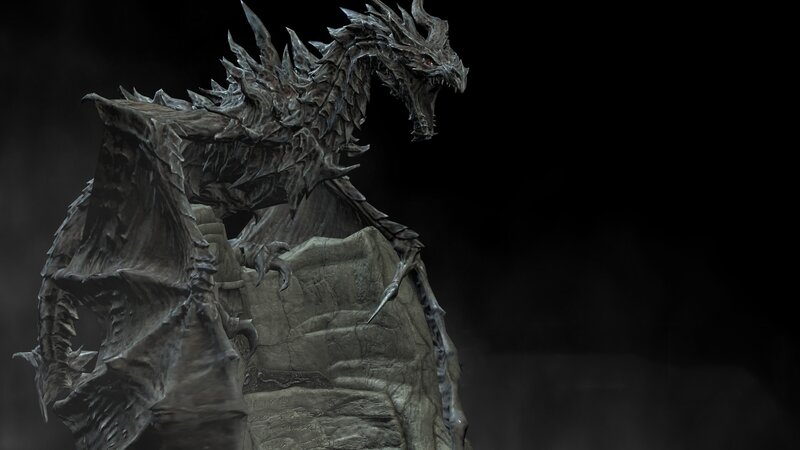 dragon on a stone throne