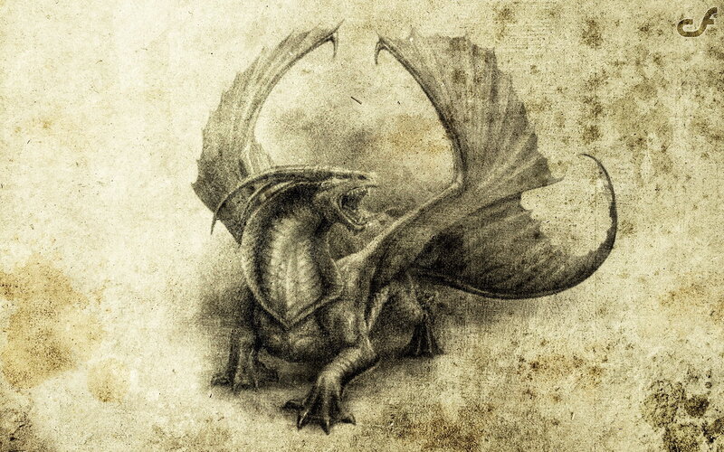dragon on aged parchment