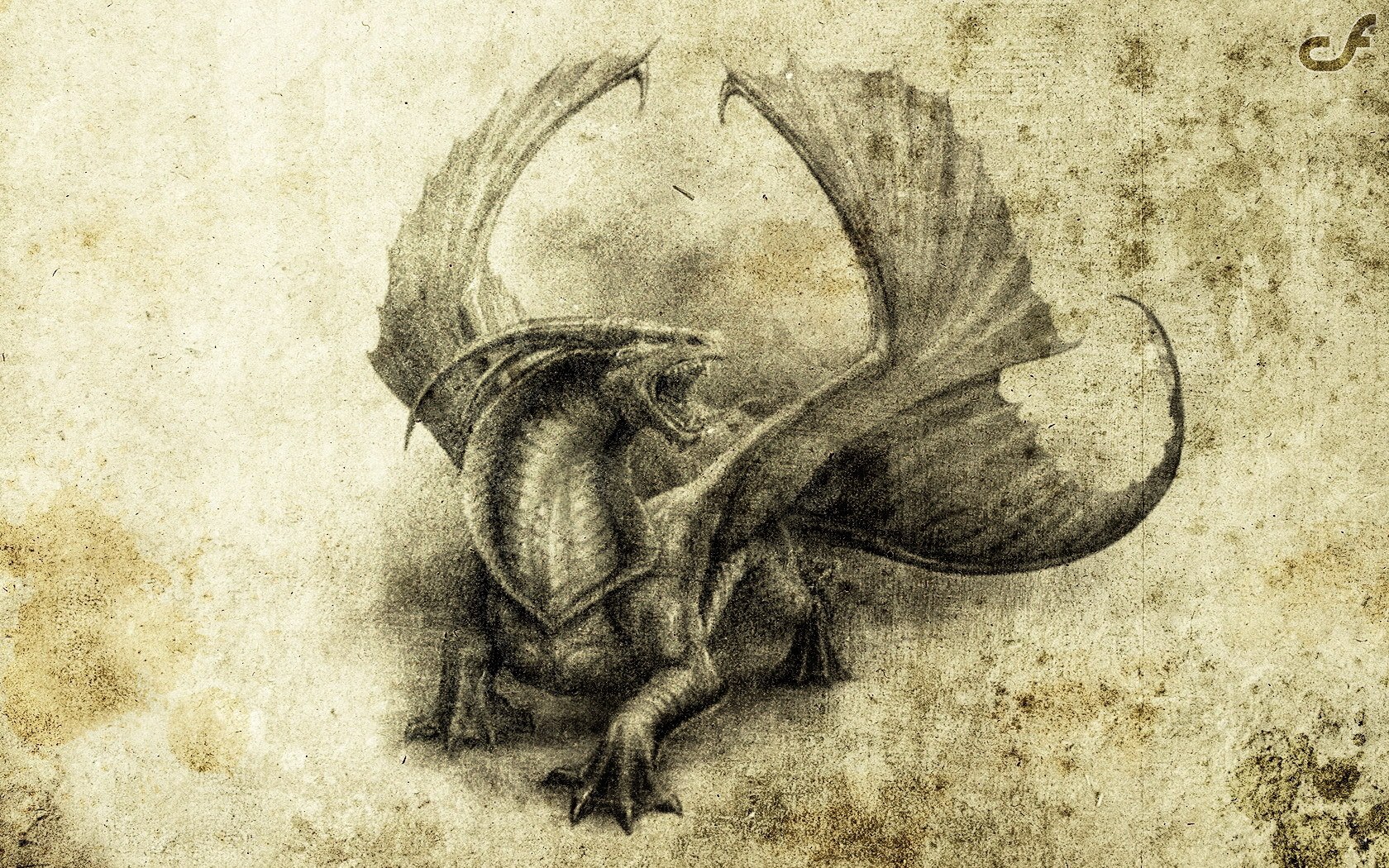 dragon on aged parchment