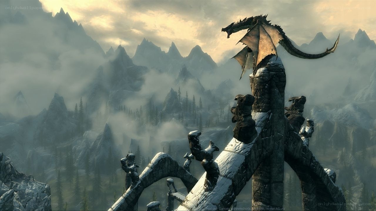 dragon on ancient ruins