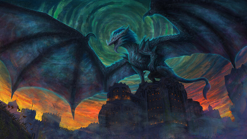 Dragon on Castle Ruins