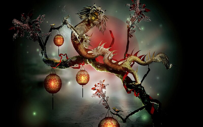Dragon on Cherry Branch