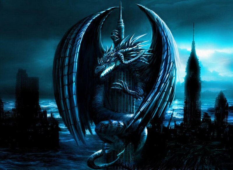 Dragon on City Ruins