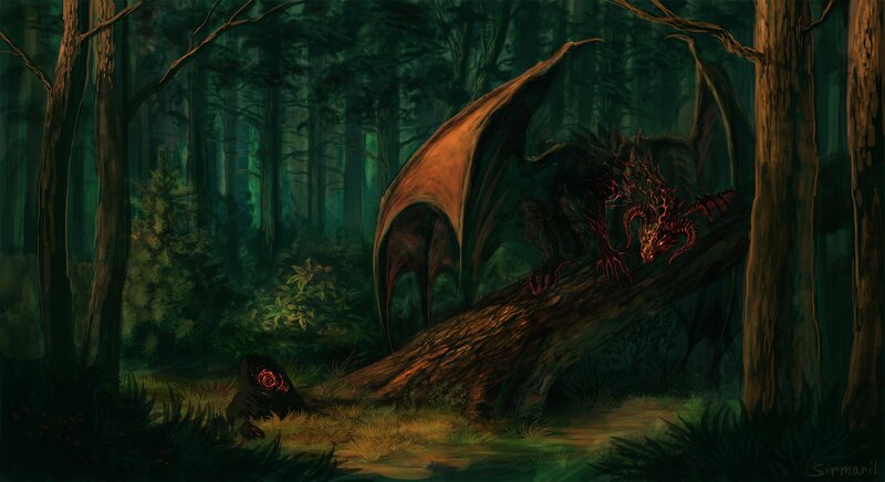 Dragon on Fallen Log