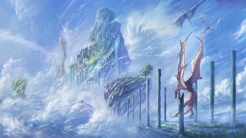 Dragon on Floating Island — Blue