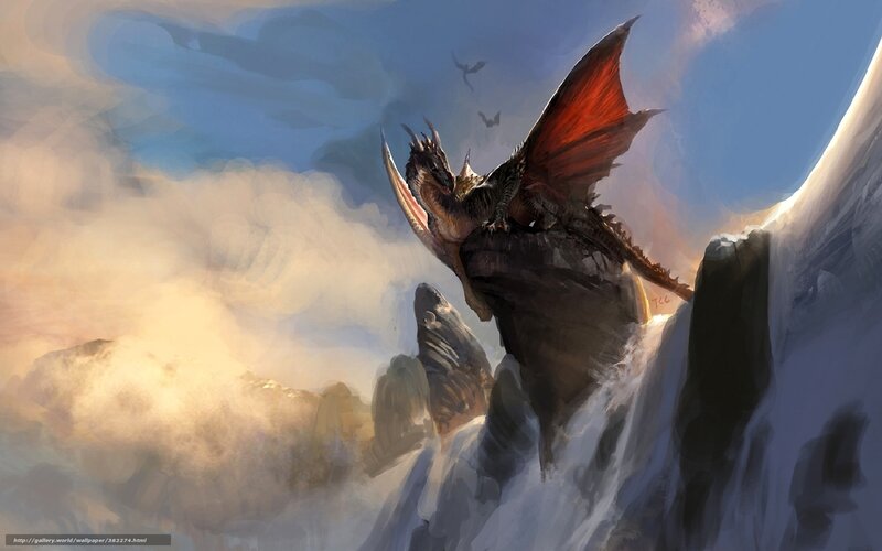 Dragon on Mountain Peak — Blue, Dramatic, Afternoon