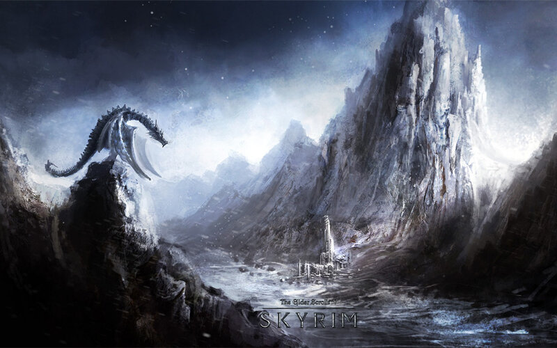 Dragon on Mountain Peak — Blue, Dramatic, Winter