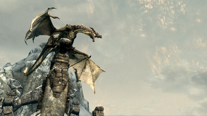 Dragon on Mountain Peak — Gray, Dramatic, 3d Render