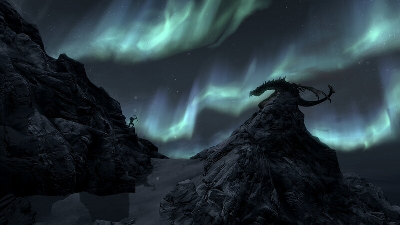 Dragon on Mountain Peak — Green, Dramatic