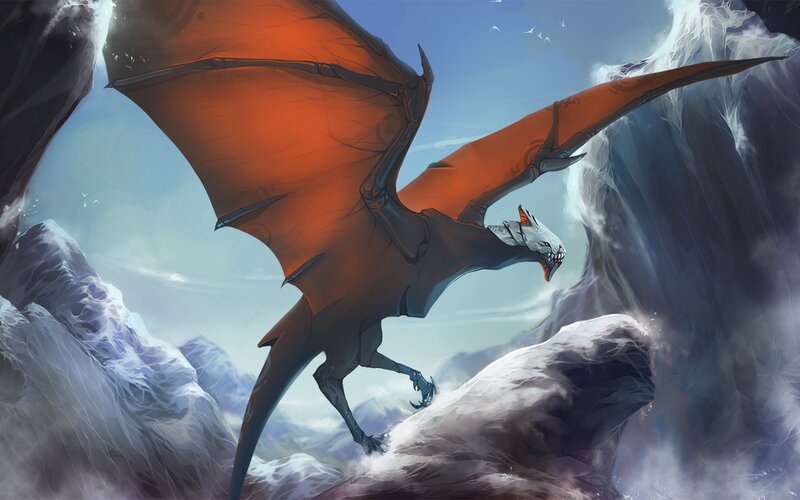 Dragon on Mountain Peak — Orange