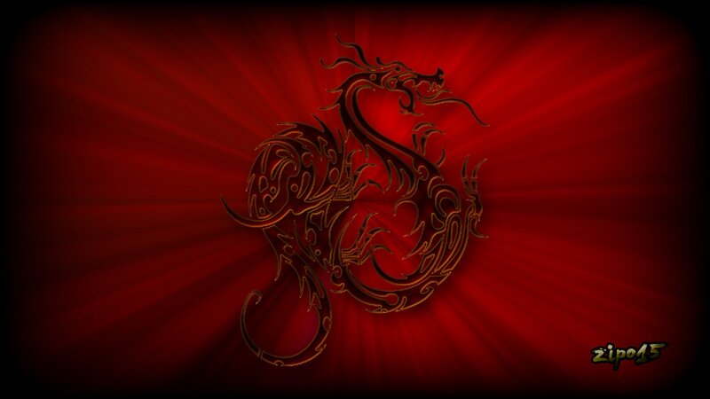 dragon on red background