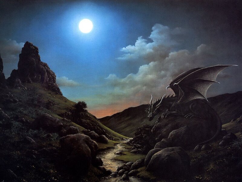 Dragon on Rocky Hill — Blue