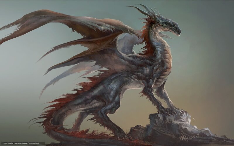 Dragon on Rocky Outcrop — Gray
