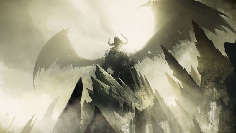 Dragon on Rocky Peak — Gray