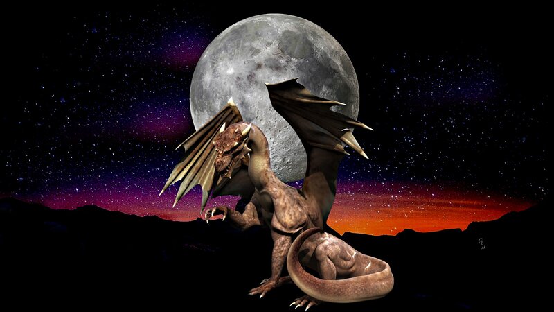 Dragon on Rocky Terrain — Brown