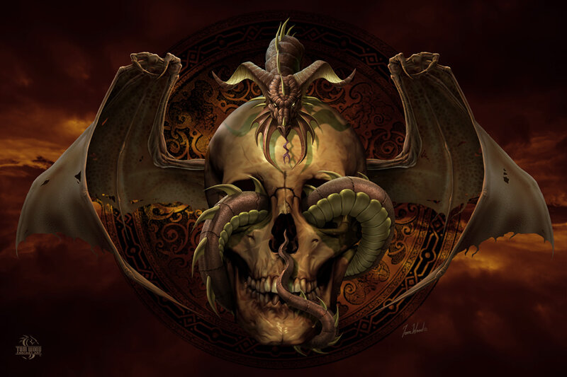 Dragon on Skull — Brown