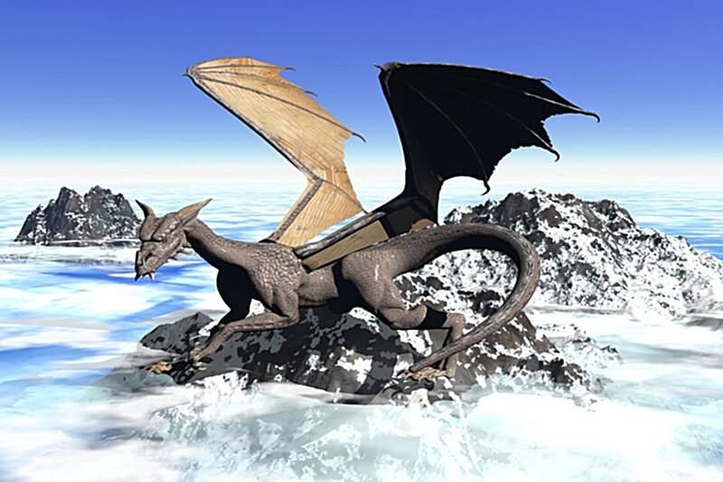 dragon on snowy mountain