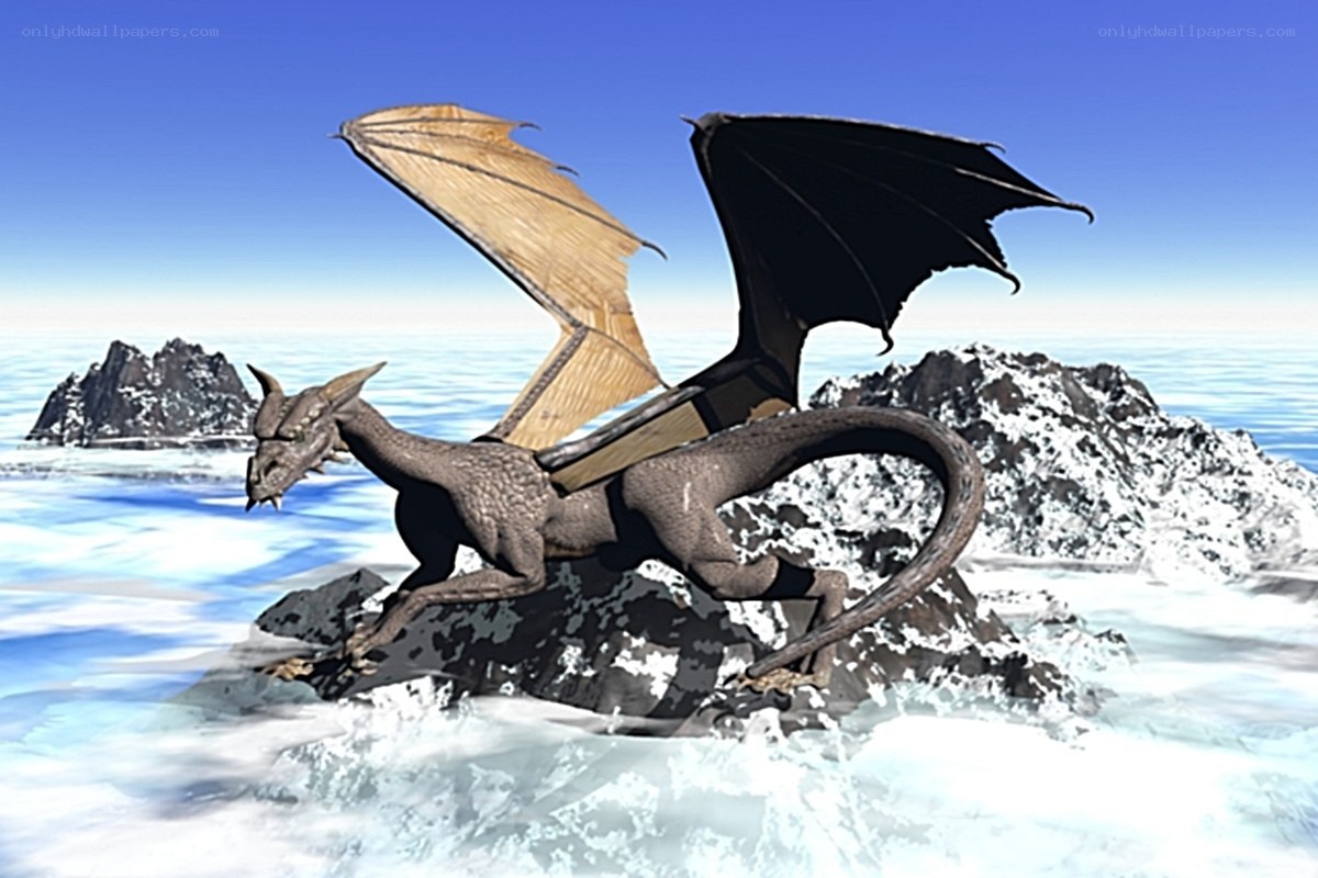 dragon on snowy mountain