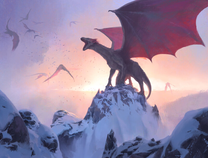 Dragon on Snowy Peak — Red