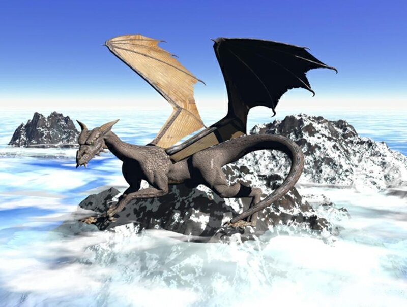 Dragon on Snowy Rock