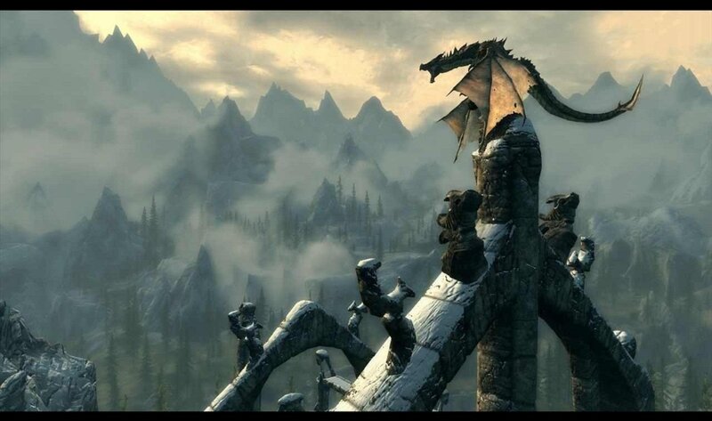 Dragon on Stone Structure — Gray, Dramatic