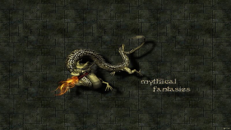 dragon on stone wall