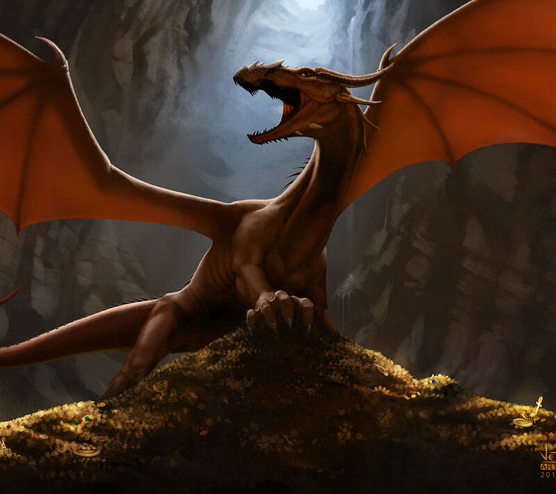 Dragon on Treasure Pile