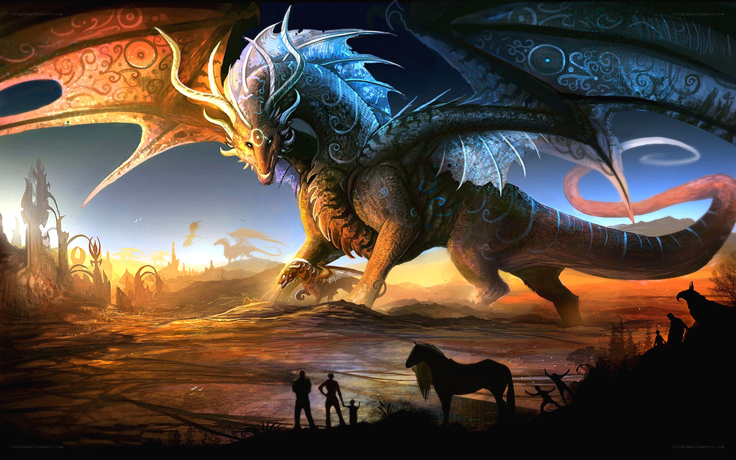 dragon over a fantasy landscape