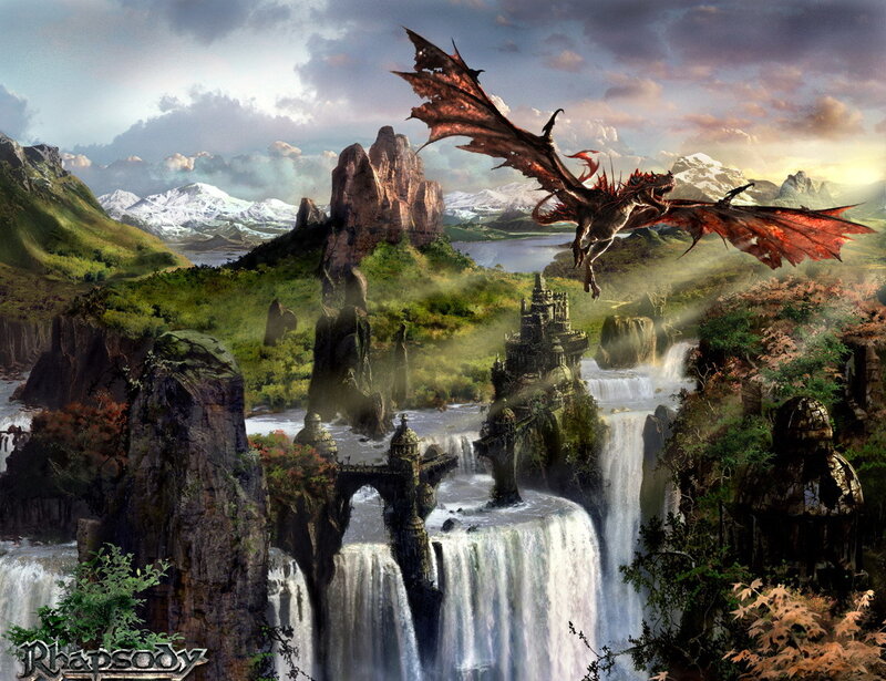 Dragon over a fantasy landscape