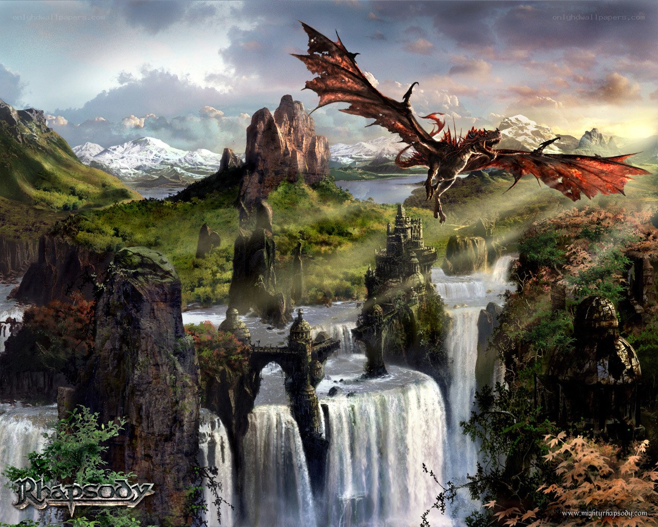 Dragon over a fantasy landscape