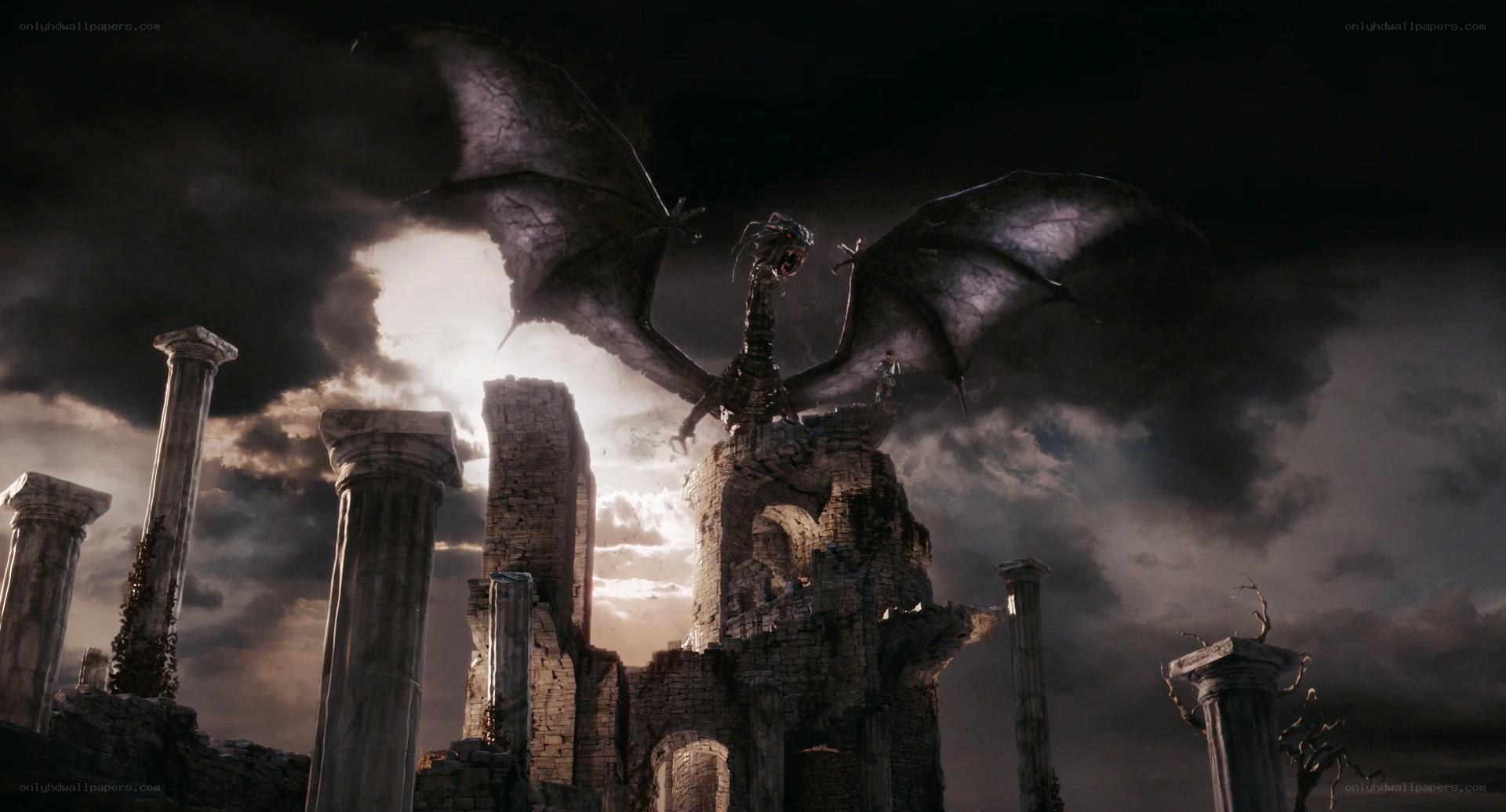 dragon over ancient ruins