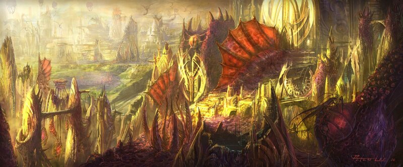 Dragon over City — Yellow