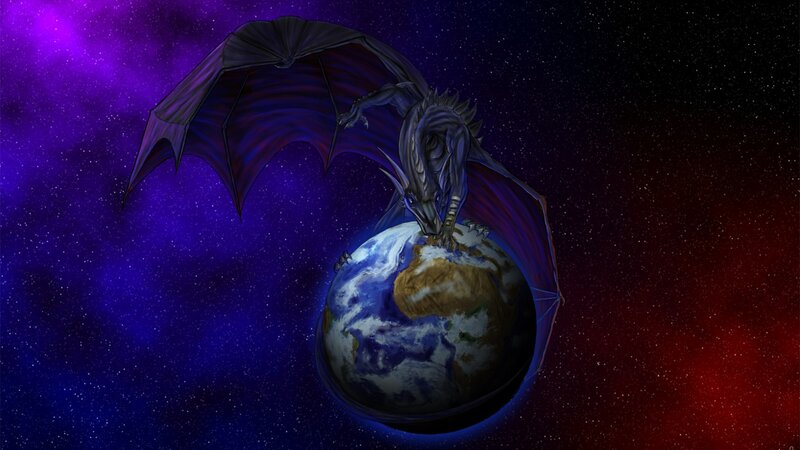dragon over earth in space