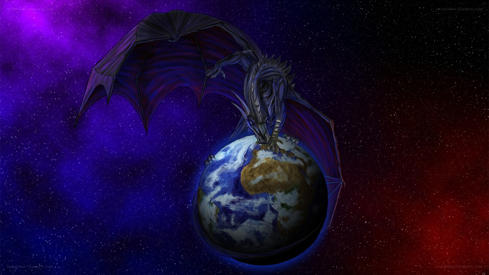 dragon over earth in space