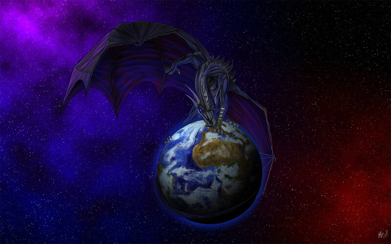 dragon over earth in space