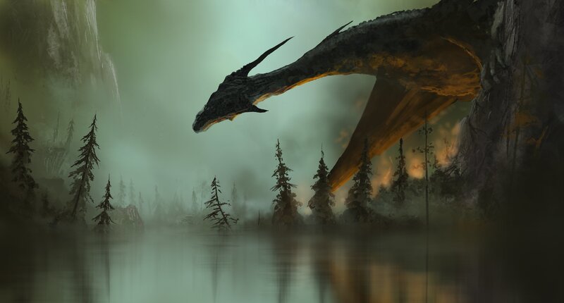 Dragon over Lake