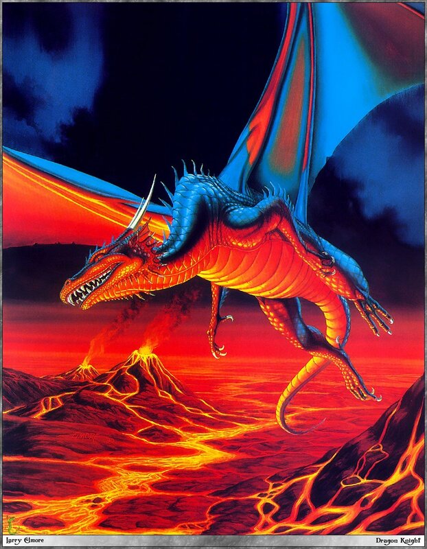 Dragon over lava fields